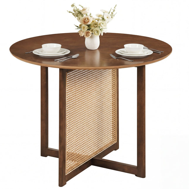 37.5 Inch Round Dining Table with Cross Pedestal Base