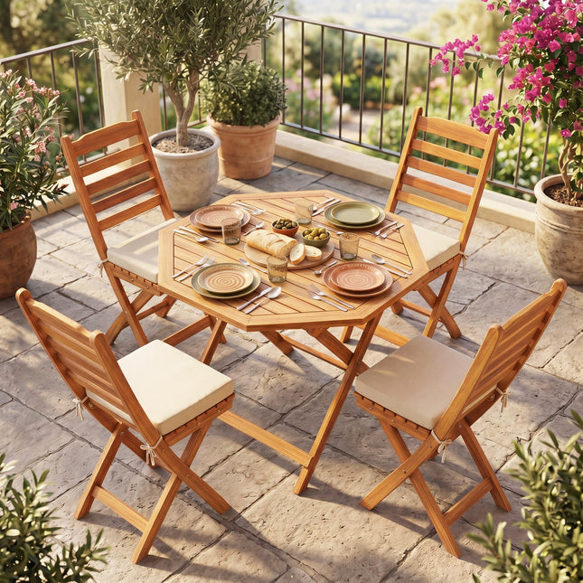 Octagonal Folding Patio Dining Table - Acacia Wood