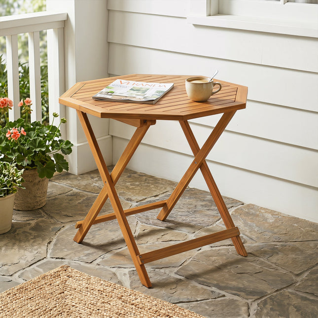 Octagonal Folding Patio Dining Table - Acacia Wood