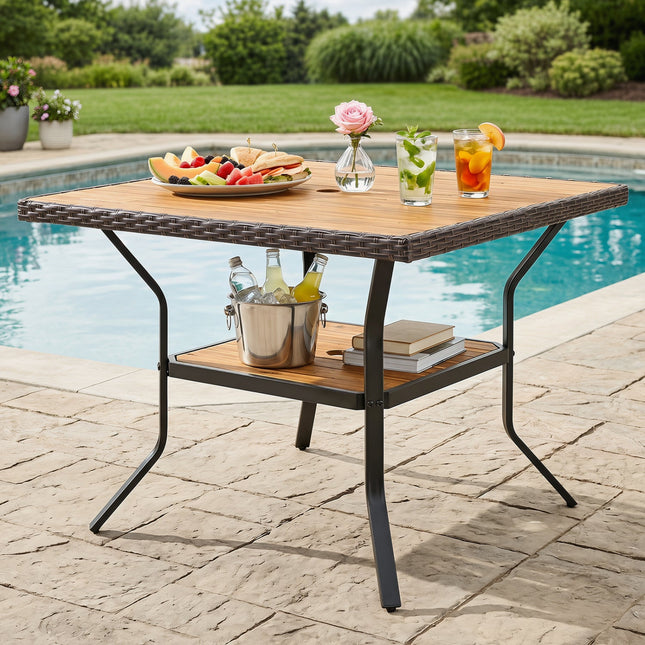 37" Square Outdoor Dining Table with Acacia Wood Top