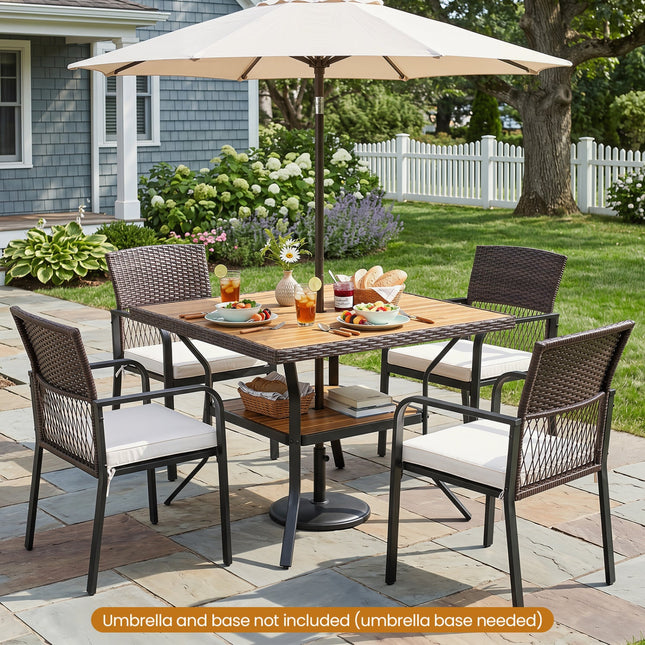 37" Square Outdoor Dining Table with Acacia Wood Top