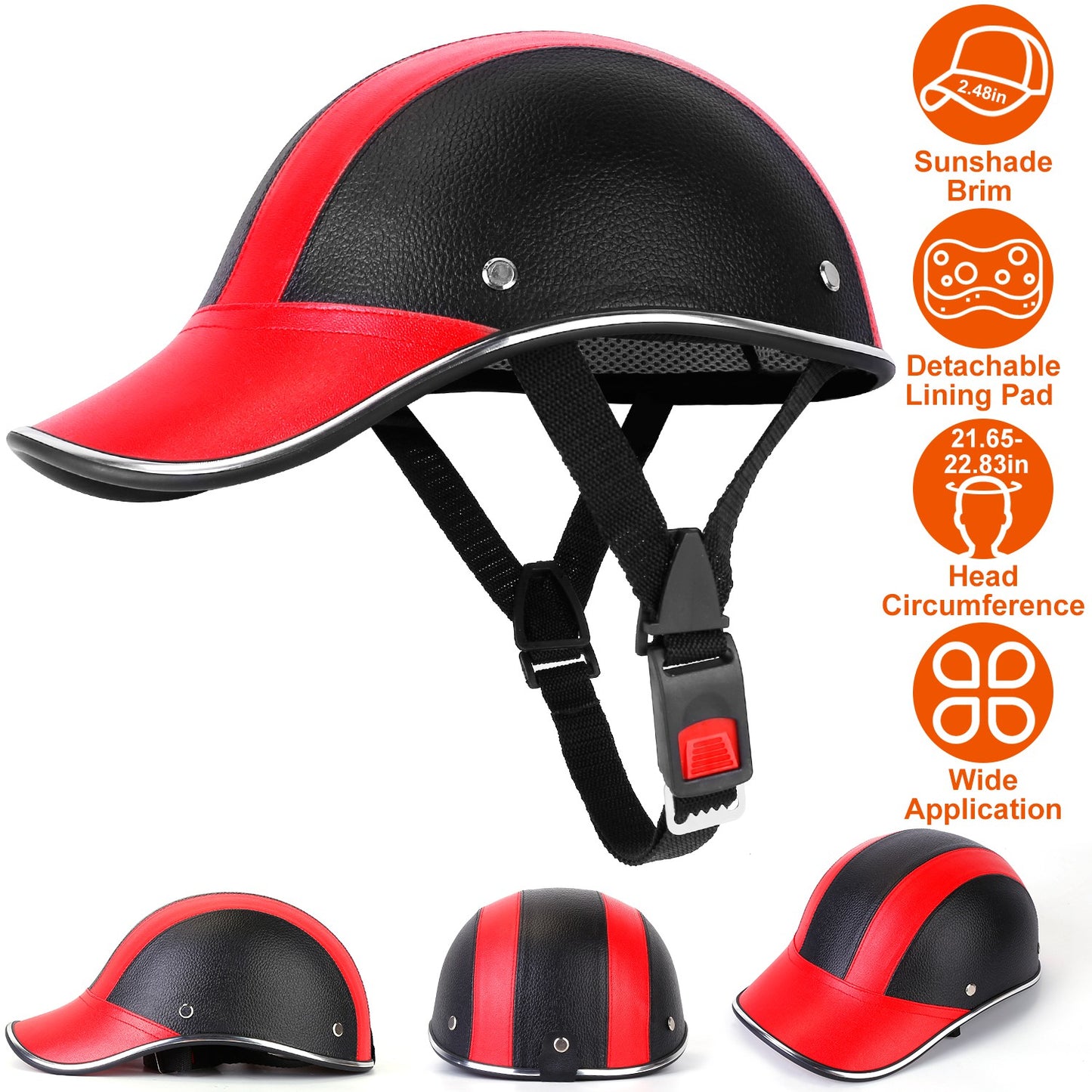 Safety Bicycle Helmet Adjustable Windproof Bike Helmet Sunshade Baseball Cap Anti-UV Cycling Motorcycle Hat Leather Helmet