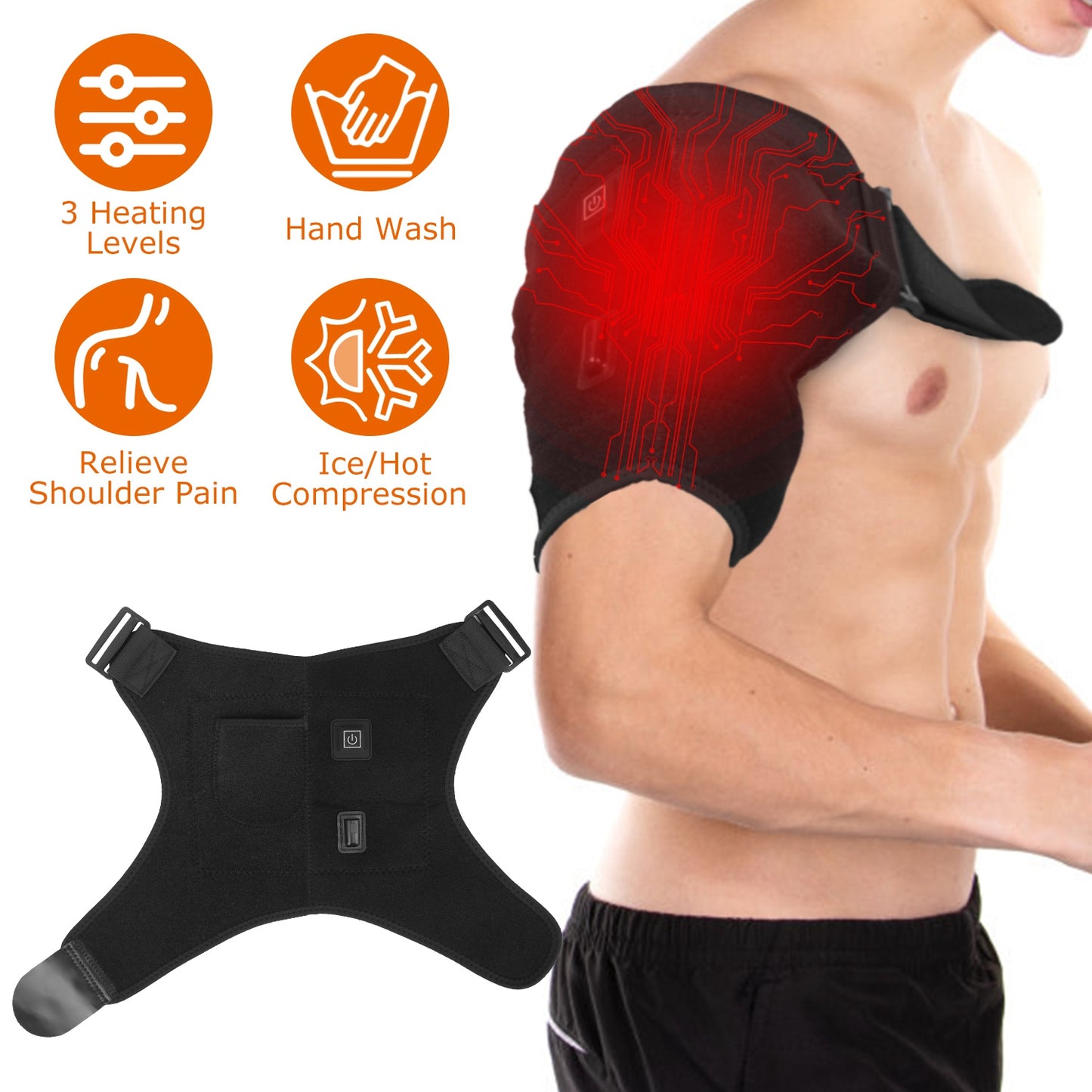 Heated Shoulder Brace Electric Heating Pad TherapyÊShoulder Heating Wrap Compression Sleeve for Shoulder Pain Muscle StiffnessÊBursitis Tendonitis