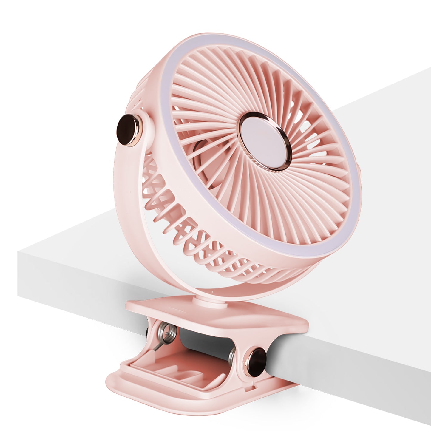 Portable Quiet Clip On Fan With 5 Speeds 3 Brightness 720¡ Fully Adjustable Angle Type-C Rechargeable Clip Desk Wall Mounted Fan For Camping Office Ho