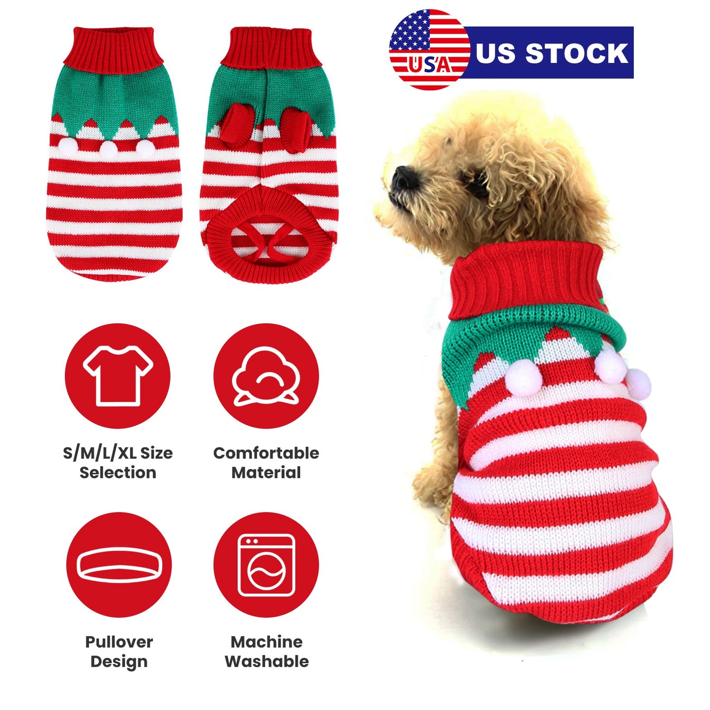 Pet Christmas Turtleneck Sweater Dog Cat Christmas Clothes Snowman Stripes Costume Winter Holiday Sweater for Small Medium Kitten Puppy Cats Dogs