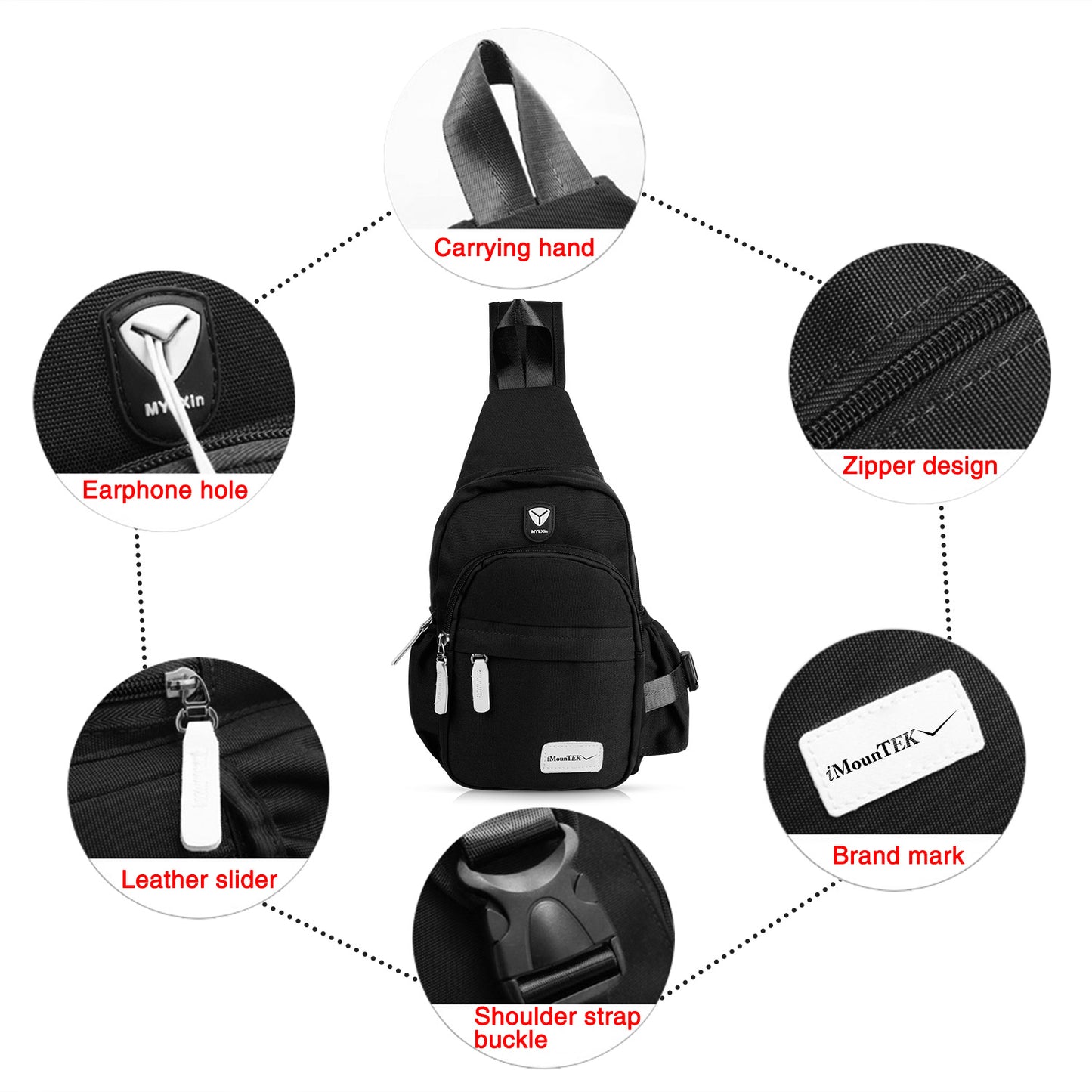 Unisex Sling Backpack Nylon Chest Shoulder Crossbody Bag Travel Sports Cycle Knapsack