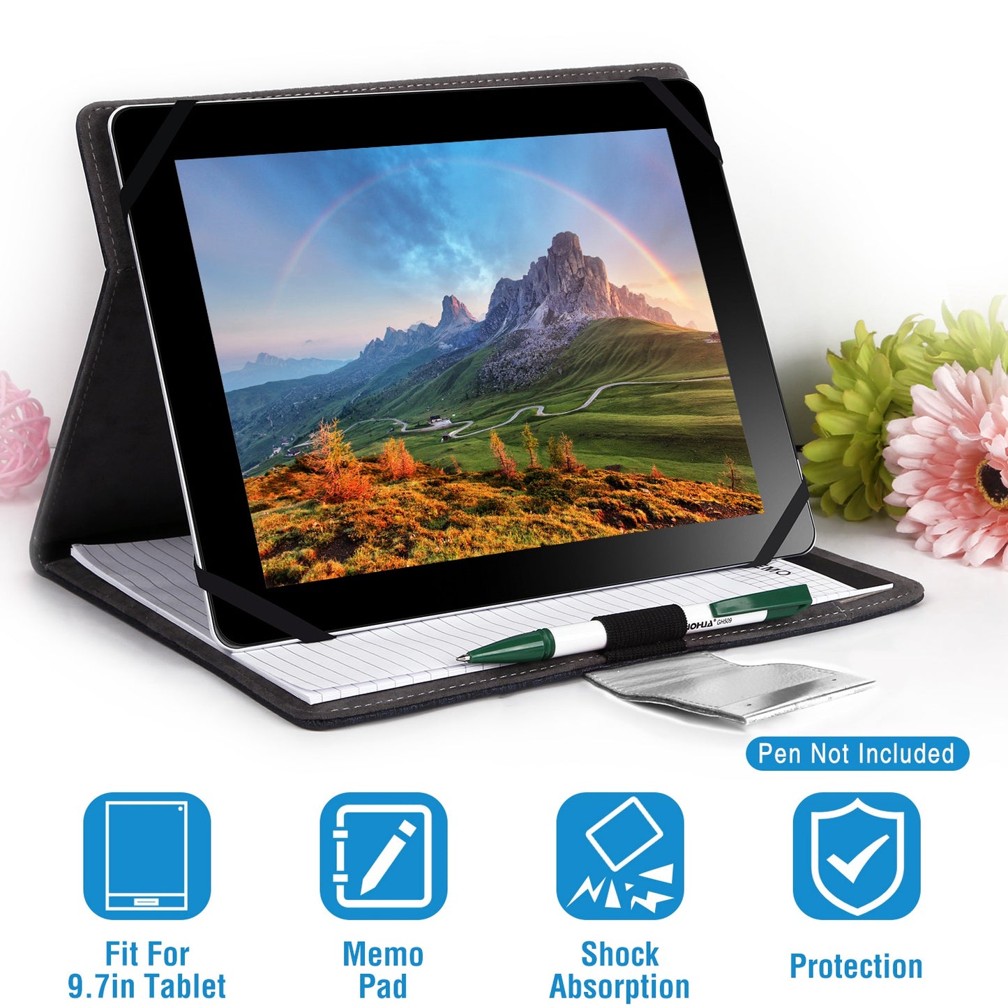 Tablet PC Protector Organizer Case For 9.7in Tablets Business Tablet Portfolio with Notepad Paper