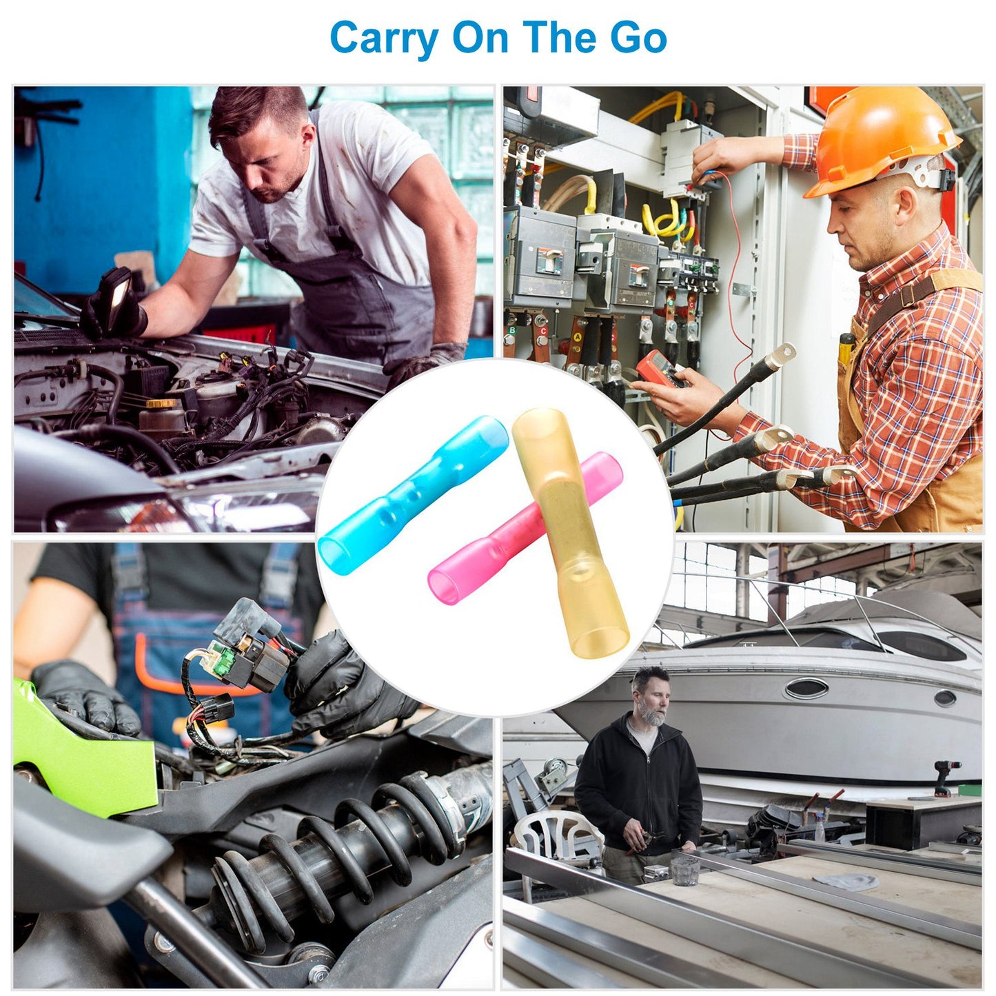 300Pcs Heat Shrink Butt Connector Solder Seal Wire Sleeve Connector Waterproof Insulated Electric Butt Splice Wire Terminals for Marine Trailers Cars