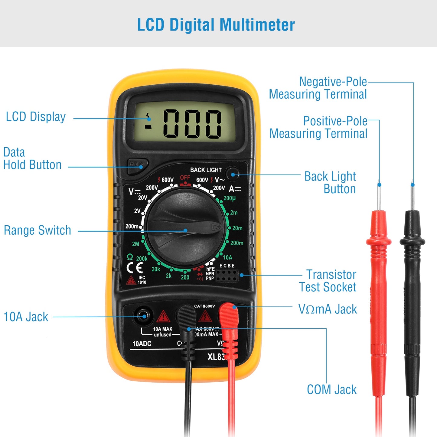 LCDÊDigital Multimeter Tester AC/DC Voltage DC Current Circuit Resistance OHM Diode