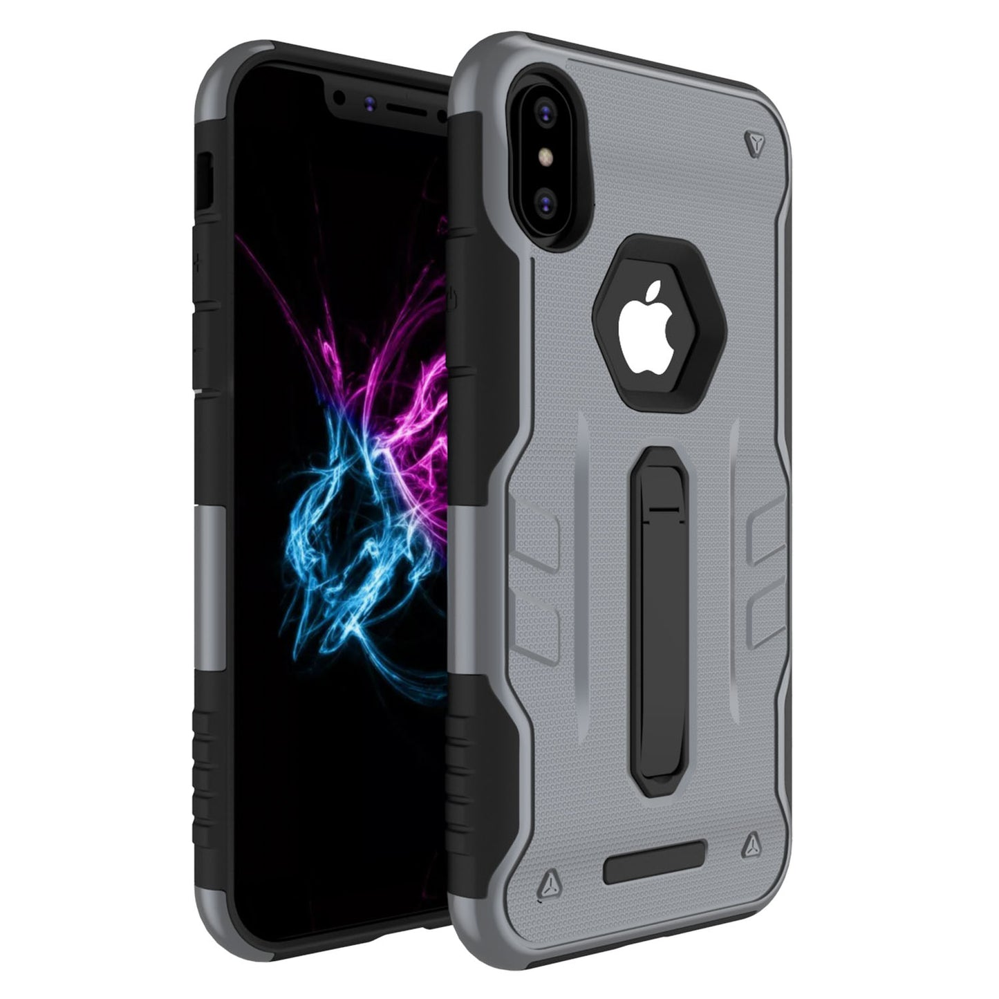 Rugged Phone Case for iPhone X Drop-protection Phone Case with Kickstand Heavy Duty Dual Layers Phone Protective Cover