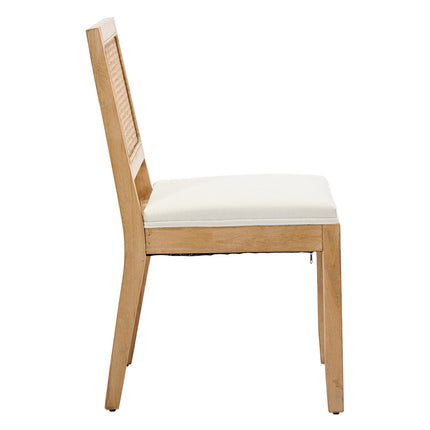 French Oval Rattan Back Dining Chairs Set of 2 - Solid Wood