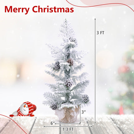 3ft Tabletop Christmas Tree with Snow Flocked Pine Cones
