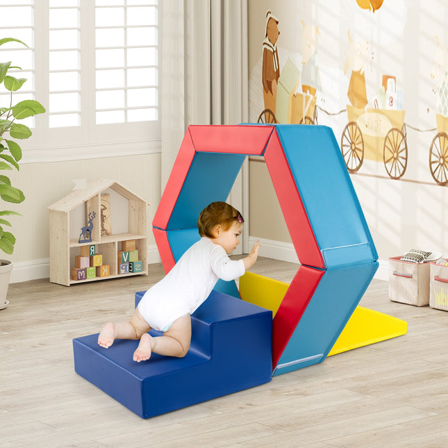 3-Piece Baby Foam Climbing Blocks Climb and Crawl Set with 100 Ocean Balls