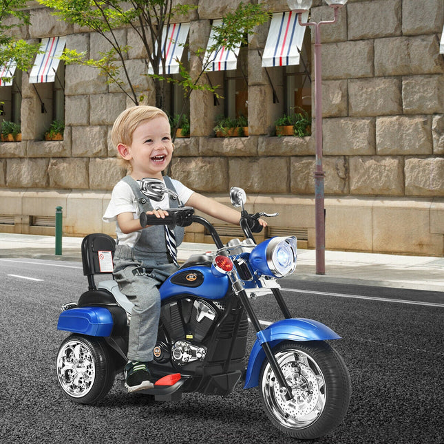 6V Powered Toddler 3-Wheel Motorbike Ride On Toy with Horn and Headlight-Black and White