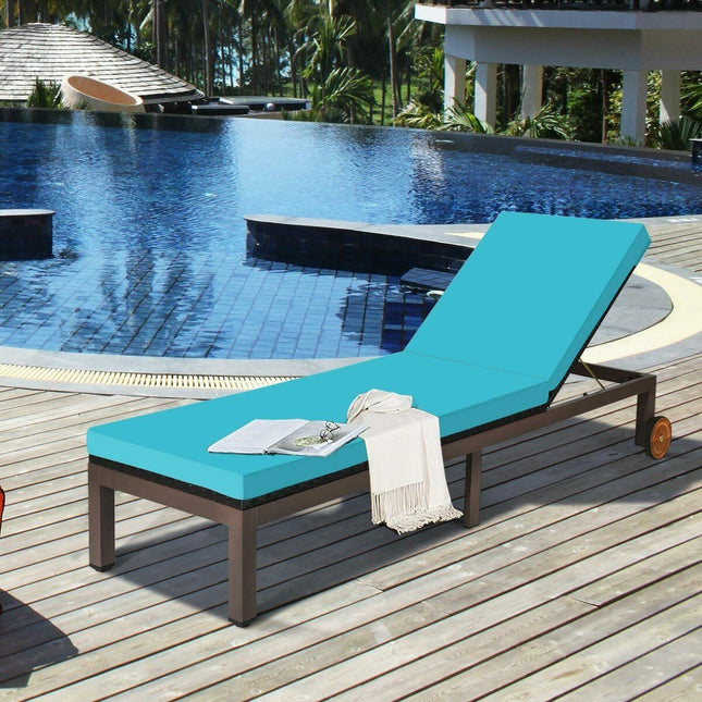 Back Adjustable Cushioned Patio Rattan Lounge Chair