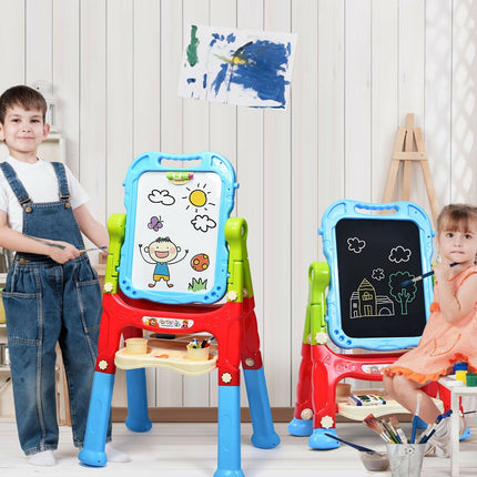 Height Adjustable Kids Art Easel Magnetic Double Sided Board
