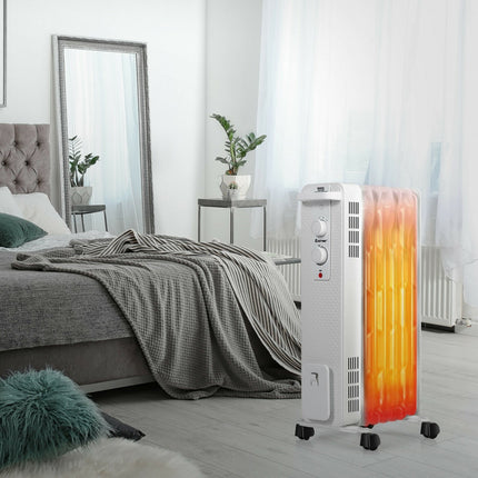 1500 W Oil-Filled Heater Portable Radiator Space Heater with Adjustable Thermostat