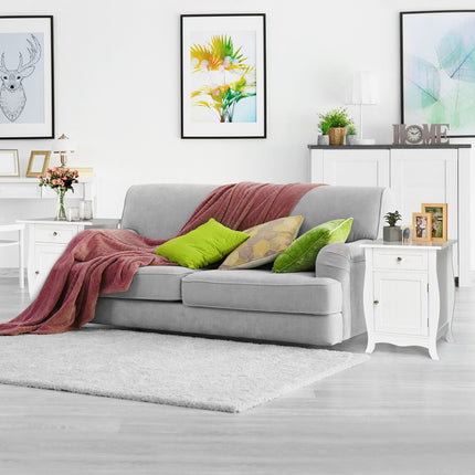 Wooden Accent End Table with Drawer Storage Cabinet Nightstand-White