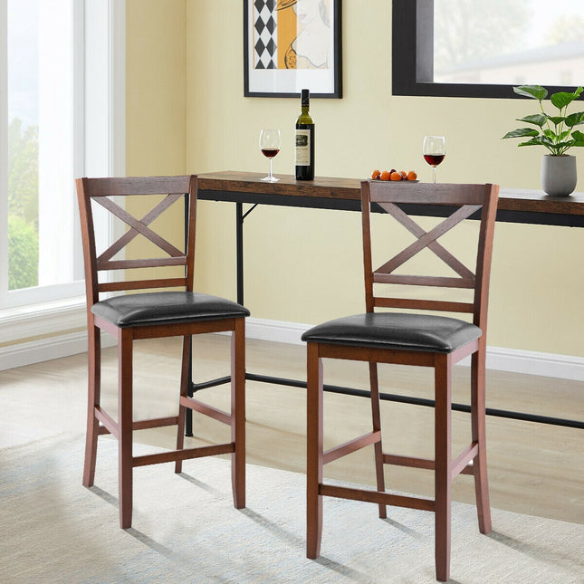 Set of 2 Bar Stools 25 Inch Counter Height Chairs with