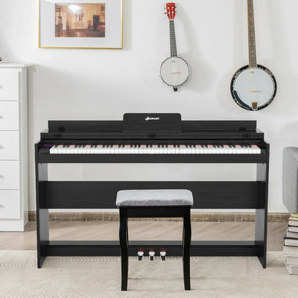 88 Key Full Size Electric Piano Keyboard with Stand 3 Pedals MIDI Function