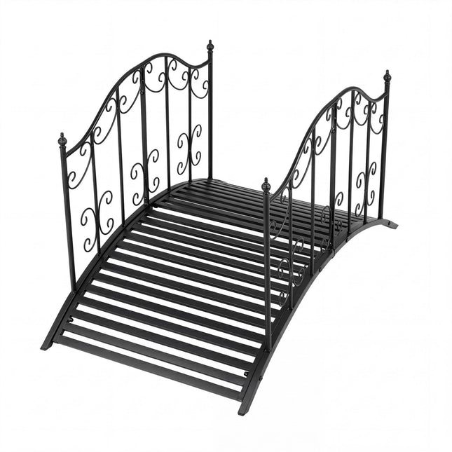 3.9 ft Garden Metal Bridge with Dual Patterned Side Rails