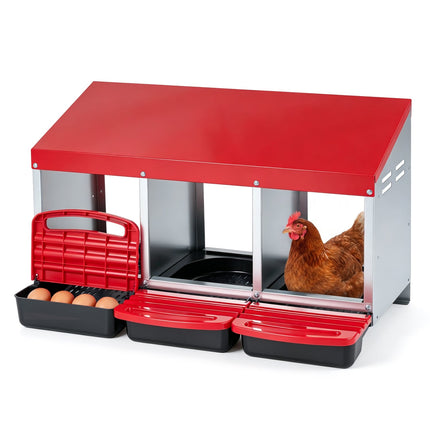 3-Compartment Roll Away Metal Chicken Nesting Box