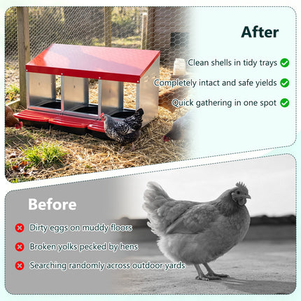 3-Compartment Roll Away Metal Chicken Nesting Box