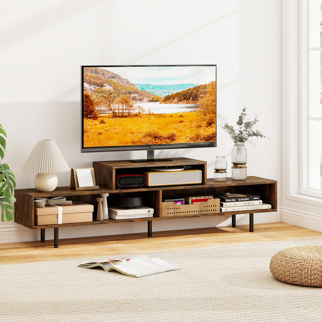 3 Cubby TV Stand for TVs up to 70 Inch with Open Storage Compartments