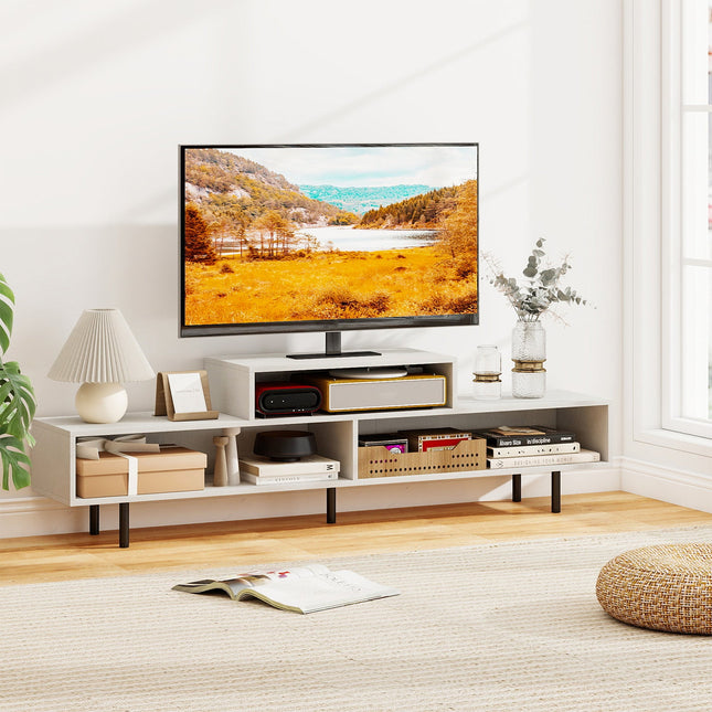 3 Cubby TV Stand for TVs up to 70 Inch with Open Storage Compartments