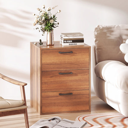 3-Drawer Nightstand with Wood Grain Finish