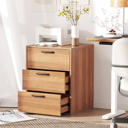 3-Drawer Nightstand with Wood Grain Finish