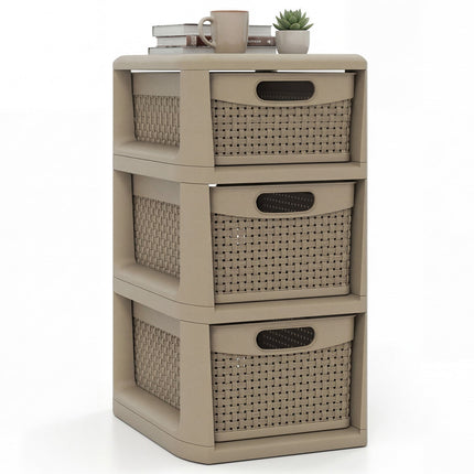 3-Drawer Storage Organizer with Wicker Patterns