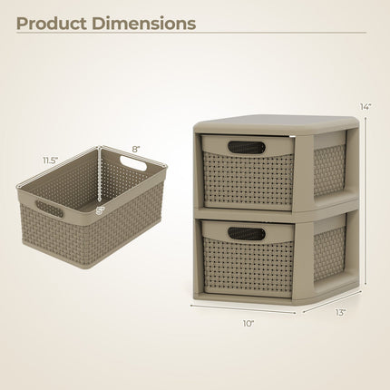 3-Drawer Storage Organizer with Wicker Patterns
