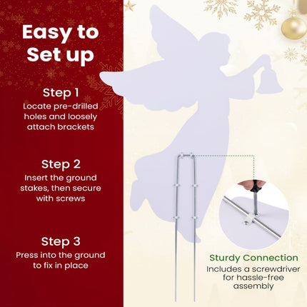 Outdoor Christmas Angel Yard Decoration Set - 3 Ft Pink