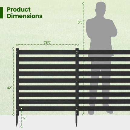 3-Panel Wooden Privacy Fence with Ground Stakes - 38.5" x 42"