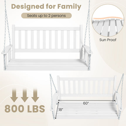 3-Person Wooden Outdoor Porch Swing with 800 lbs Weight Capacity