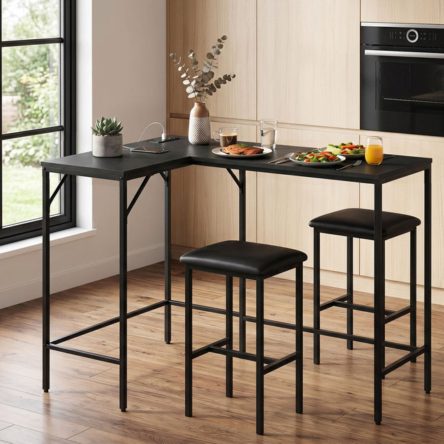 3-Piece Convertible Dining Set with Built-In Charging Station