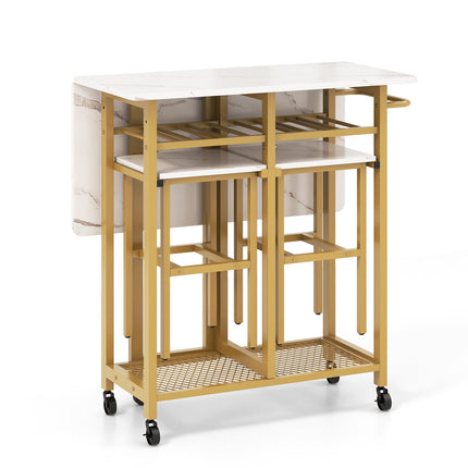 3 Piece Dining Table Set with 6-Bottle Wine Rack