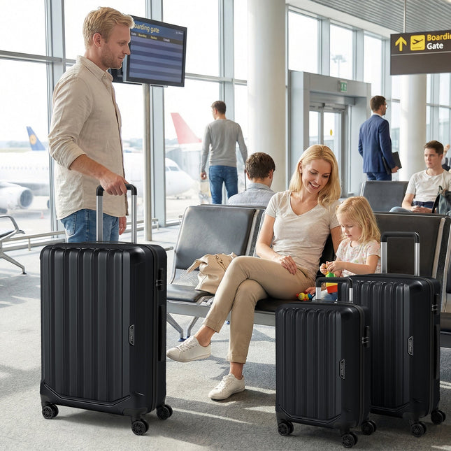 3-Piece Hardside Luggage Set (20/24/28 Inch) Lightweight with 3-Digital Lock