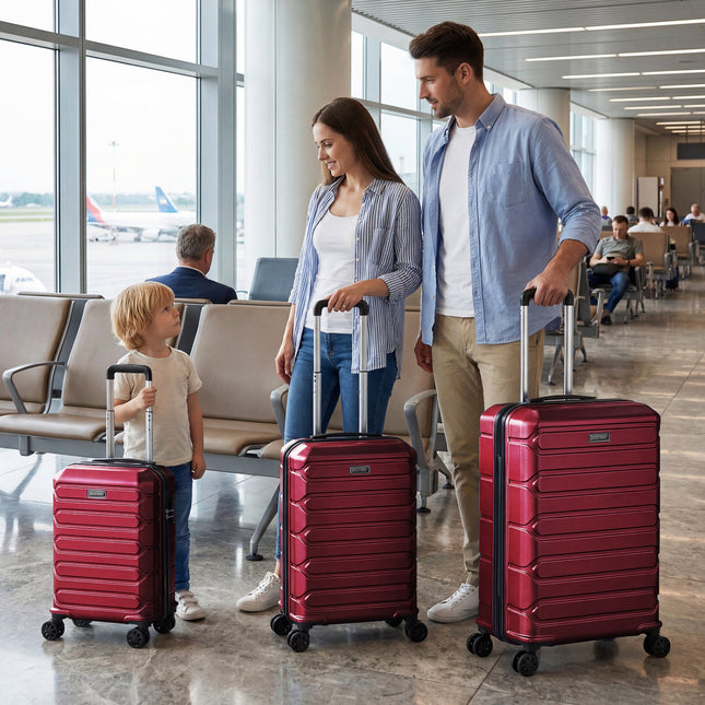 3-Piece Hardside Luggage Set Lightweight Hardside Suitcases with 8-Spinner Wheels