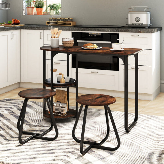 3-Piece Industrial Dining Table Set for Small Space