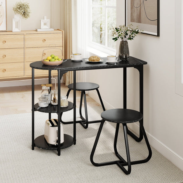 3-Piece Industrial Dining Table Set for Small Space