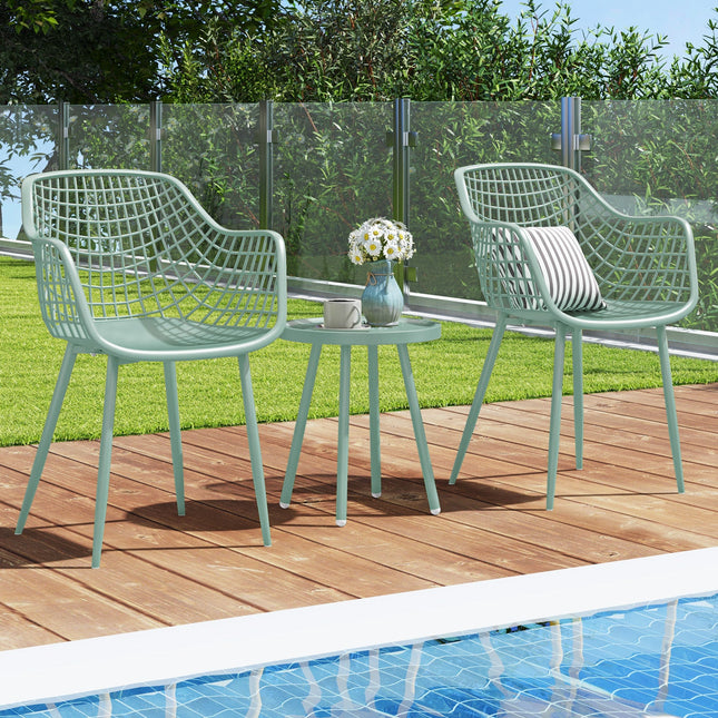3 Piece Patio Chair Set with PP Seat and Tabletop for Porch