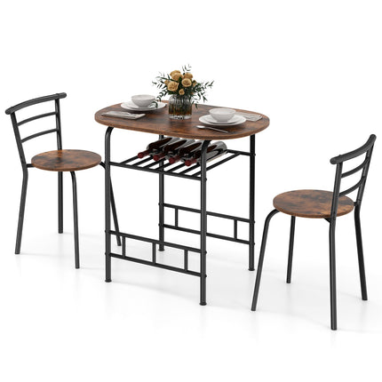 3 pcs Home Kitchen Bistro Pub Dining Table 2 Chairs Set
