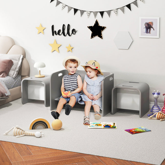 3 Pieces Kids Wooden Table and Chair Set