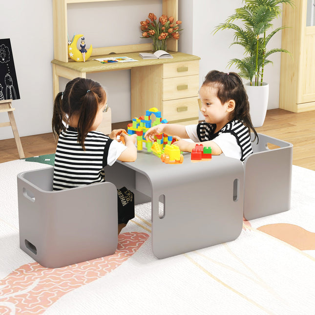 3 Pieces Kids Wooden Table and Chair Set