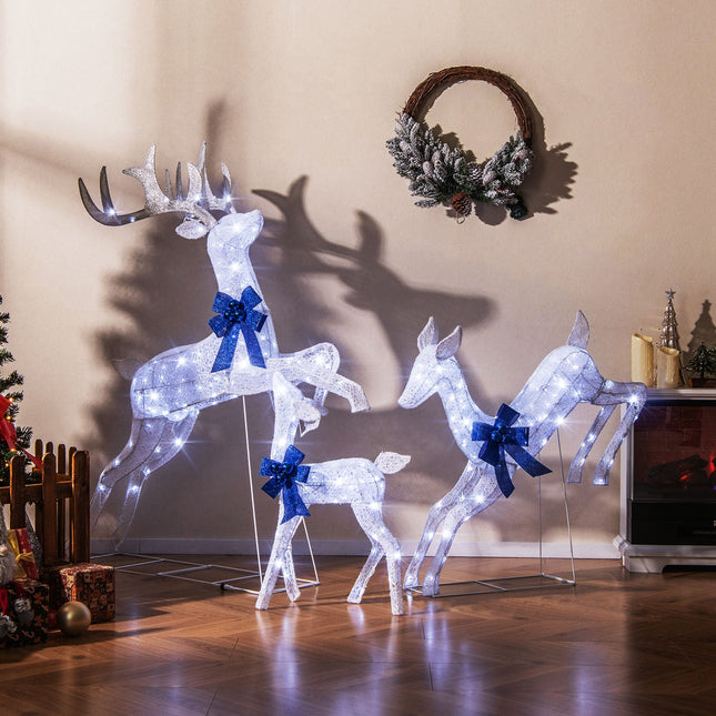 3 Pieces Lighted Christmas Reindeer Family Set with 255 Lights