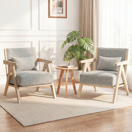 3 Pieces Living Room Furniture Set with Rubber Wood Frame