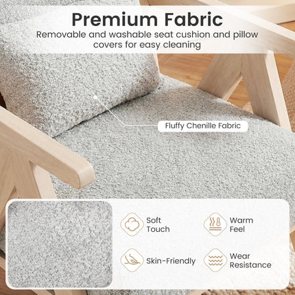 3 Pieces Living Room Furniture Set with Rubber Wood Frame
