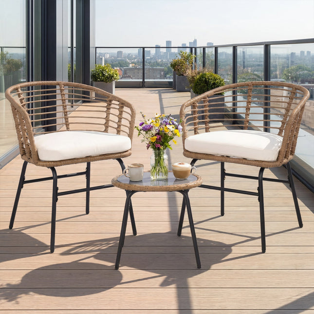 3-Piece Patio Conversation Set with Cushions